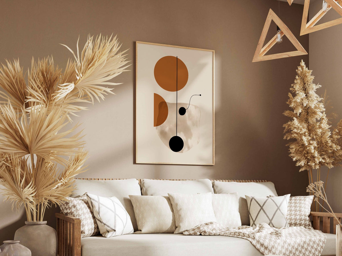 Ochre Dot and Curve Poster
