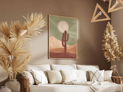Sage Desert Cactus Sunset Poster