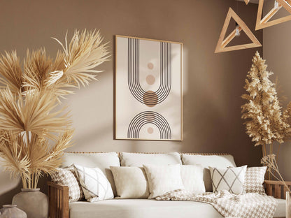 Taupe Long U-Line Medallion Poster