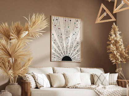 Beige Radiating Line Abstract Poster