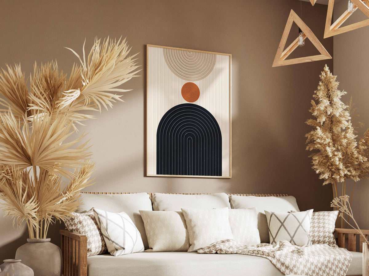 Orange Dot and Navy Arch Poster