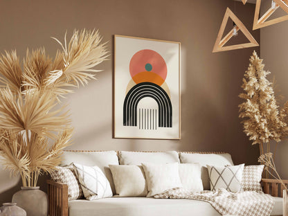 Coral Sun and Black Rainbow Poster