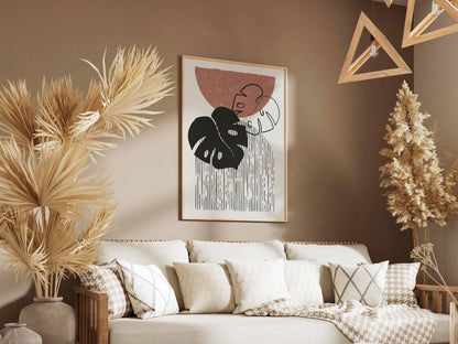 Black Terracotta Botanical Circle Abstract Poster