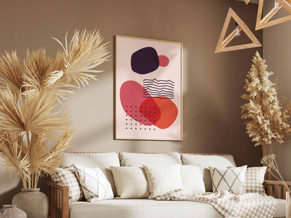 Pink Red Navy Circle Balance Abstract Poster
