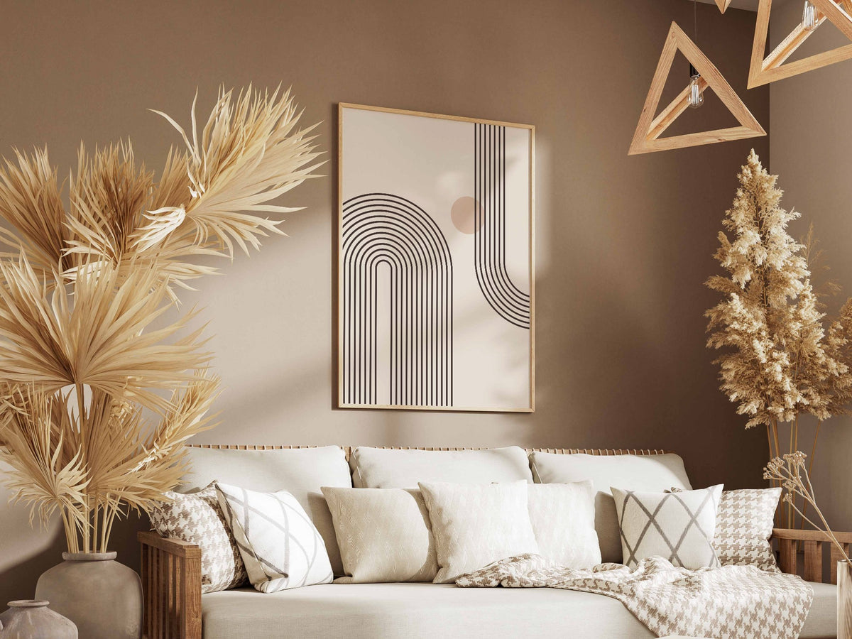 Taupe Corner Rainbow Lines Poster