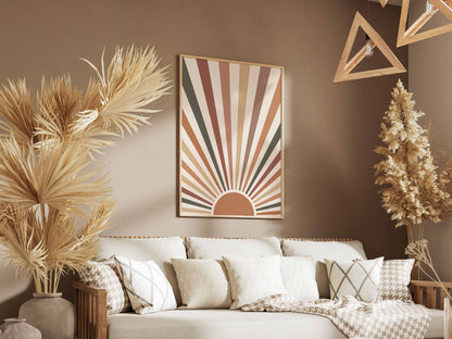 Terracotta Sunray Geometric Poster