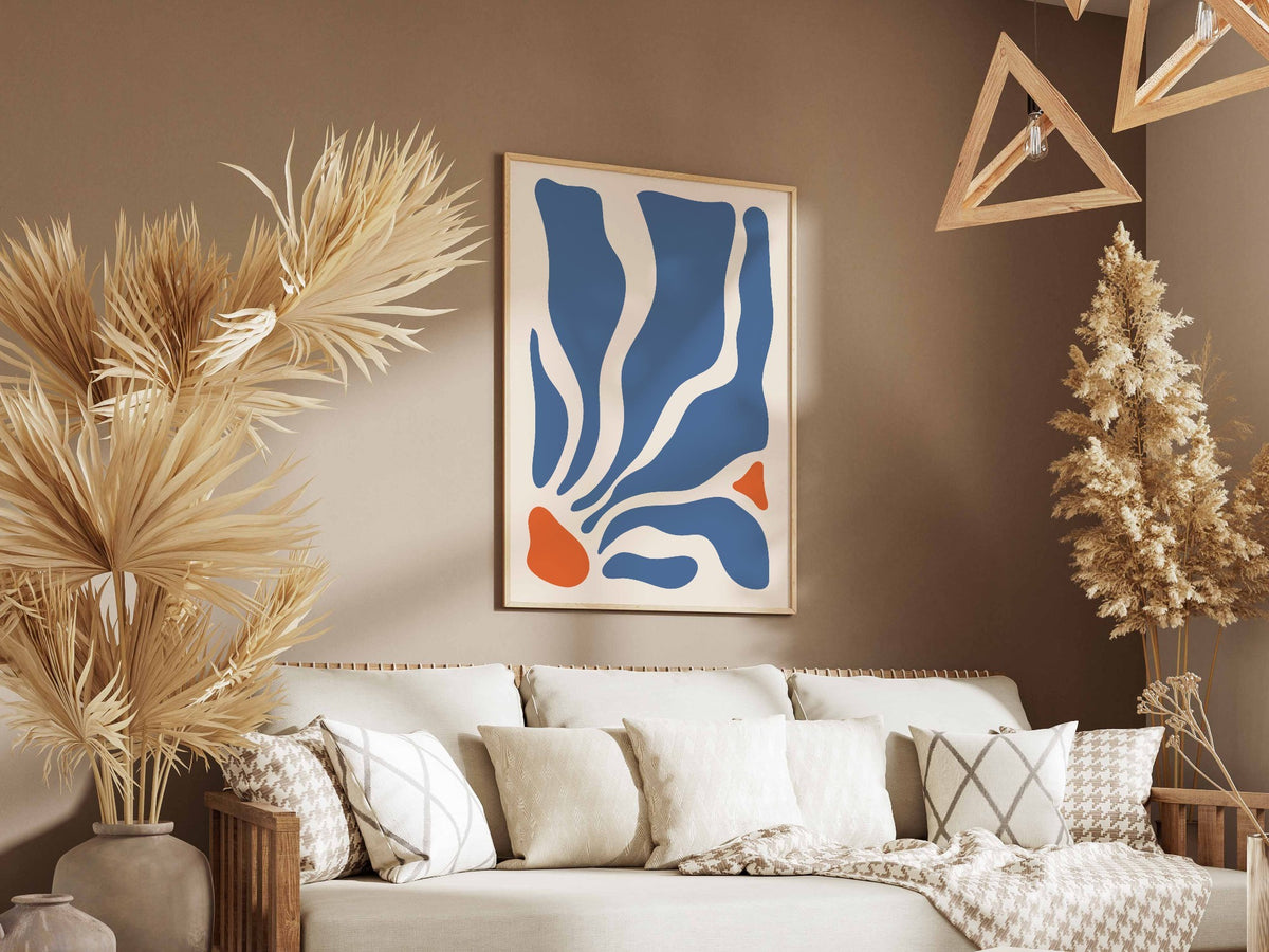 Blue Flowing Petal Abstract Poster