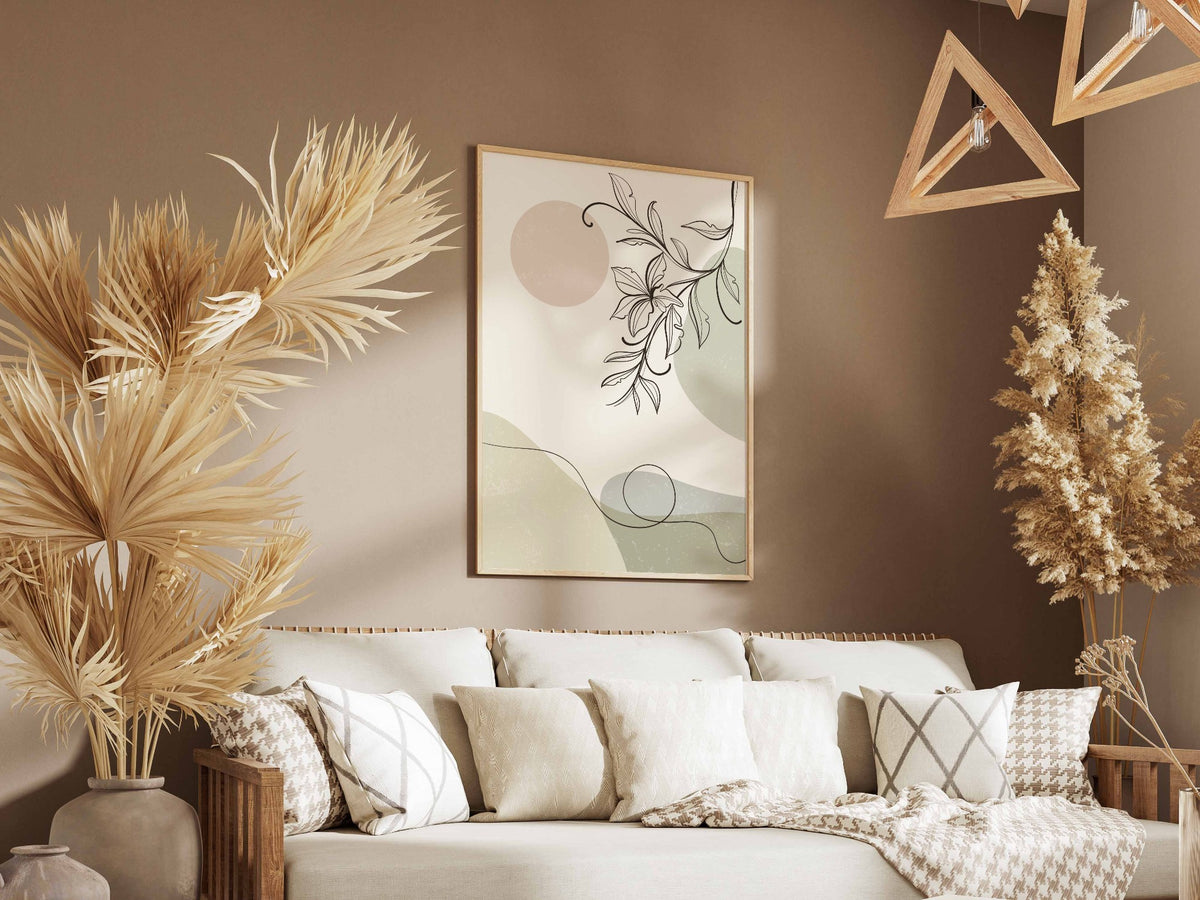 Neutral Botanical Line Landscape Poster