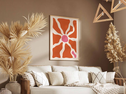 Coral Radiating Flower Abstract Poster