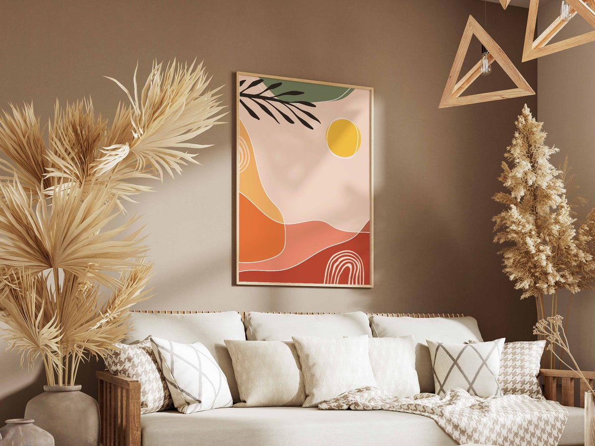 Peach Orange Botanical Landscape Abstract Poster
