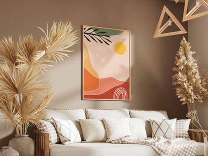 Peach Orange Botanical Landscape Abstract Poster