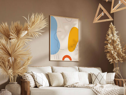 Blue Yellow Opposing Curves Abstract Poster