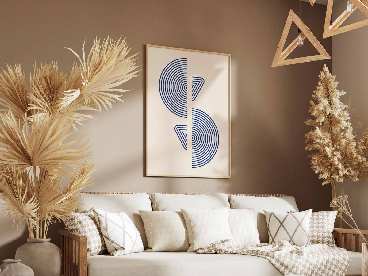 Blue Mirrored Leaf Forms Poster