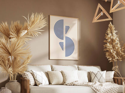 Blue Mirrored Leaf Forms Poster