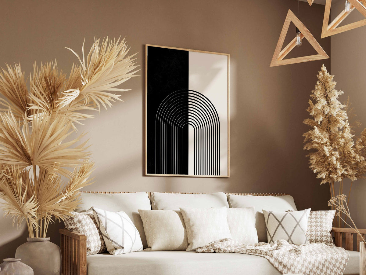 Black and Grey Split Circle Poster