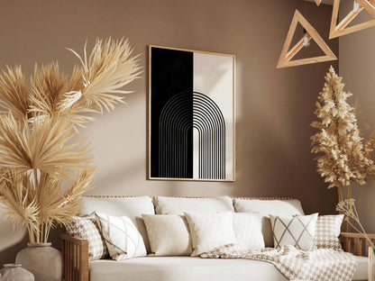 Black and Grey Split Circle Poster