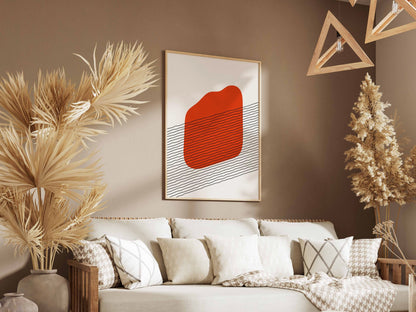 Red Grey Layered Block Abstract Poster