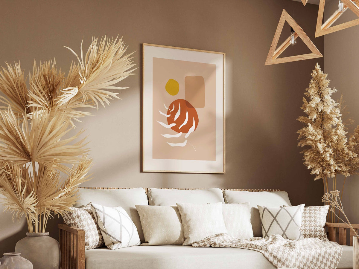 Peach Ochre Organic Botanical Abstract Poster