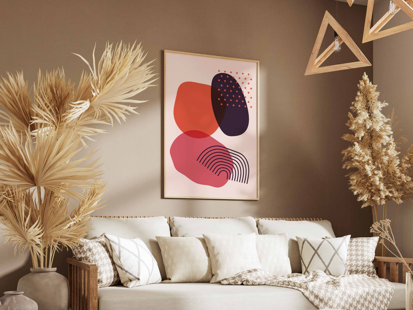 Pink Navy Layered Graphic Forms Abstract Poster