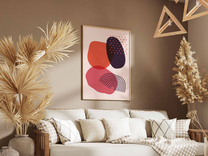 Pink Navy Layered Graphic Forms Abstract Poster