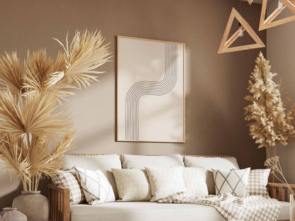 Taupe Gentle Bend Line Poster