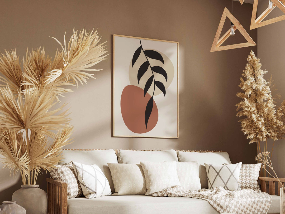Brown Black Organic Leaf Balance Abstract Poster