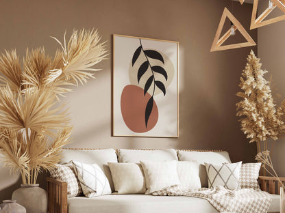 Brown Black Organic Leaf Balance Abstract Poster
