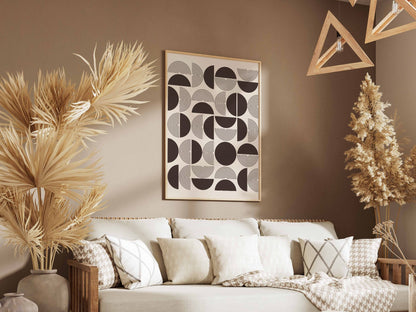 Dark Brown Abstract Tile Pattern Poster