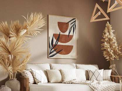 Rust Black Botanical Vessel Abstract Poster