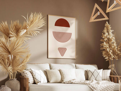 Terracotta Split Sun Geometric Poster