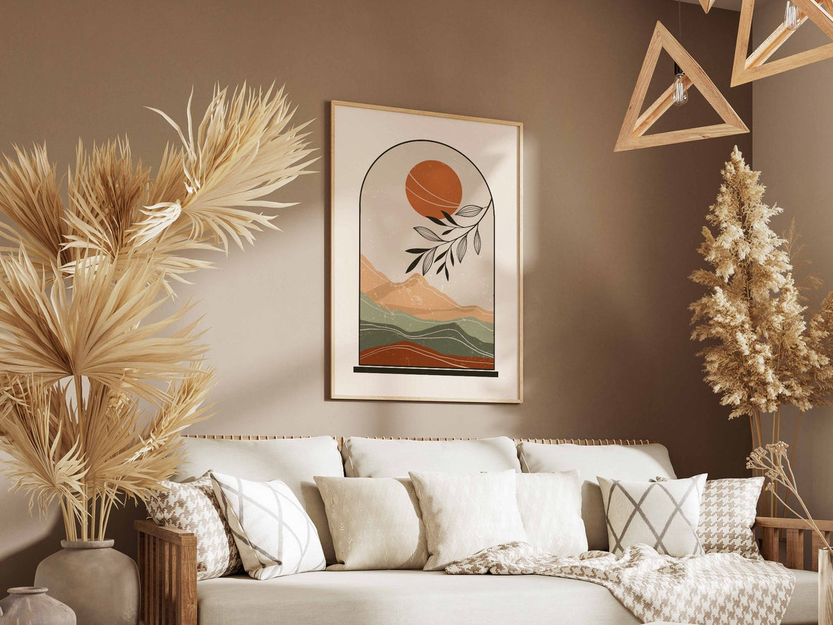 Rust Sun Leaf Arch Poster