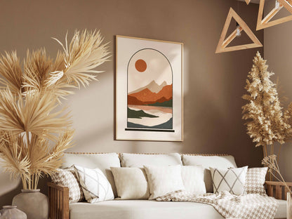 Rust Arch Mountain Water Poster