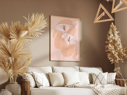 Peach Twin Mushroom Abstract Poster