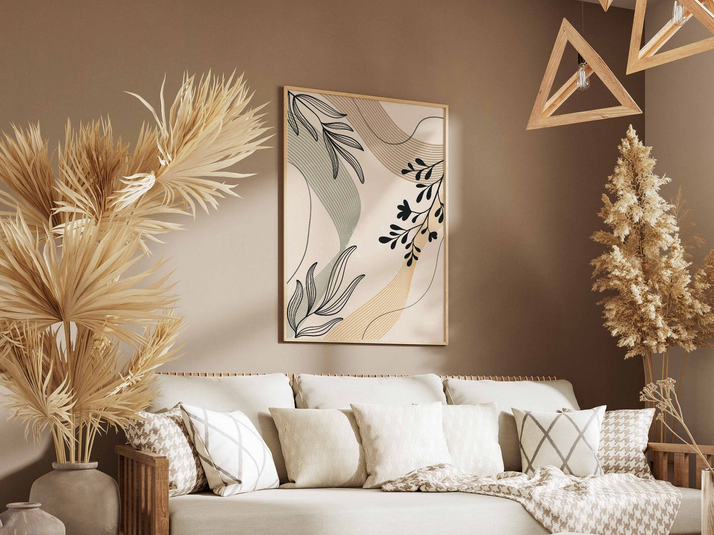 Grey Sage Botanical Line Collage Poster