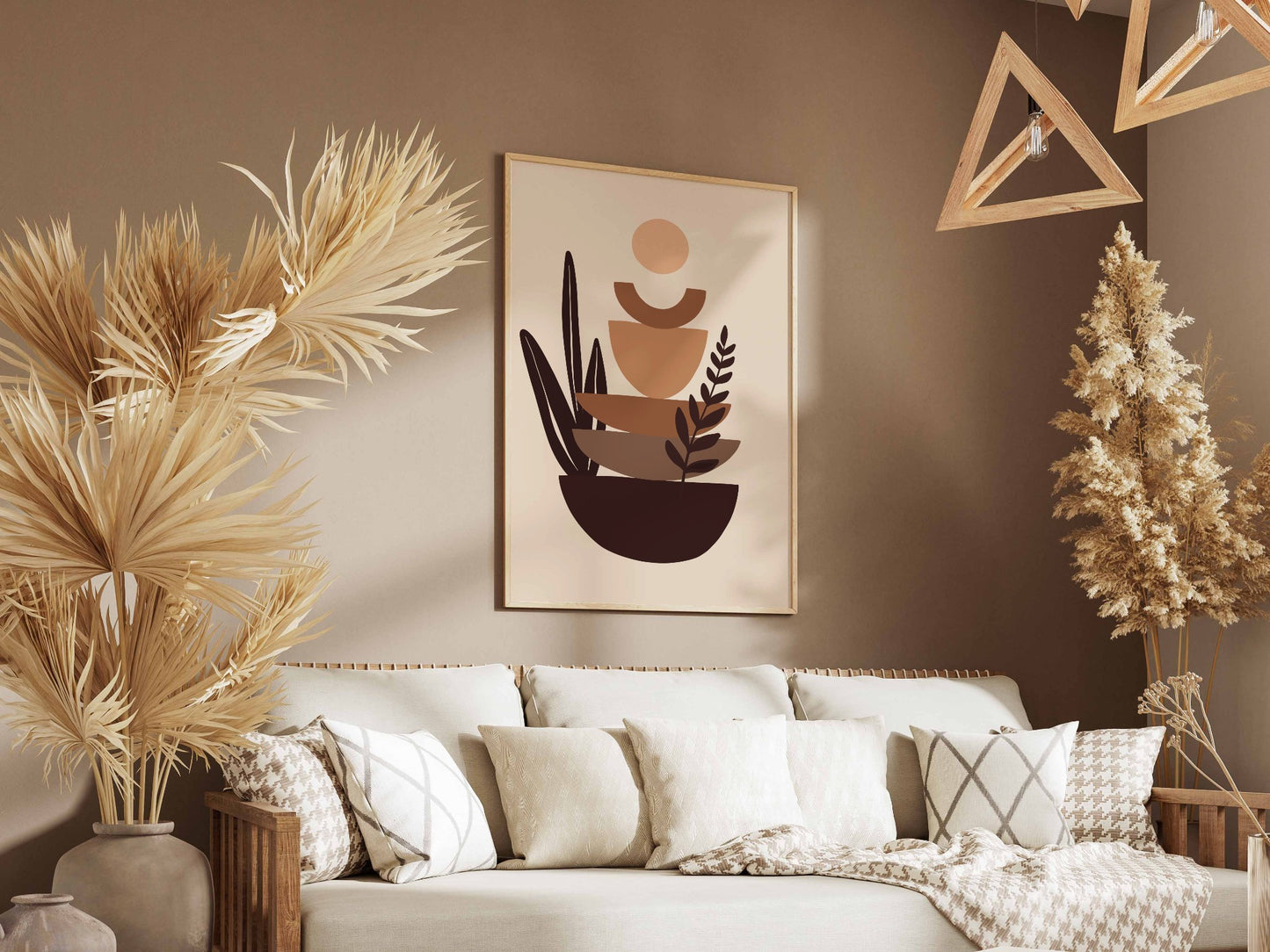 Brown Peach Botanical Bowl Abstract Poster
