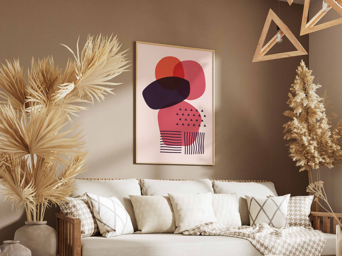 Pink Navy Stacked Organic Shapes Poster