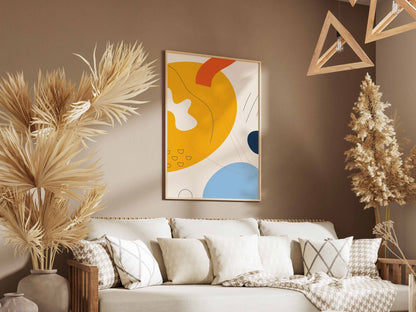 Orange Yellow Sweeping Curves Abstract Poster
