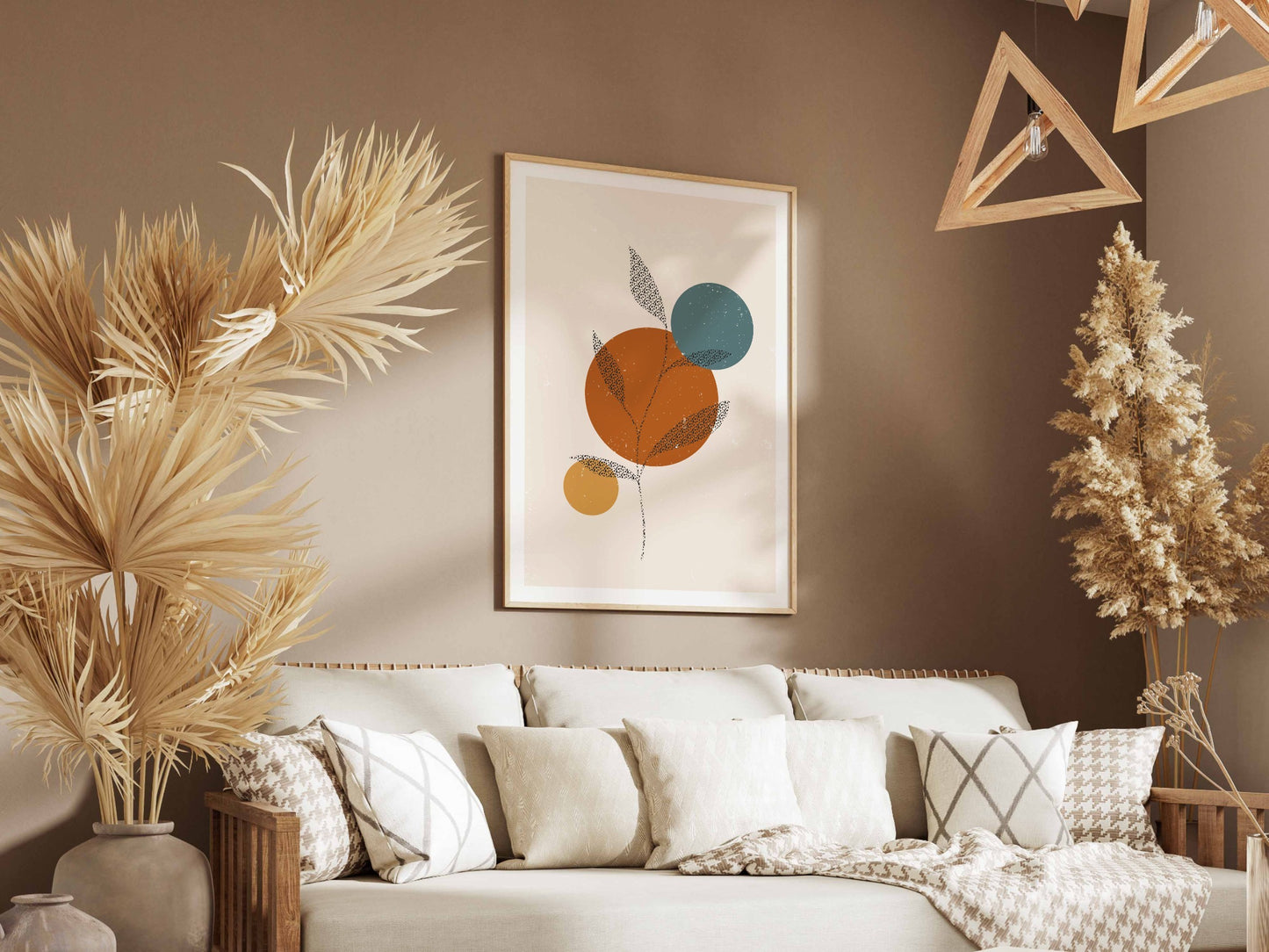 Teal Ochre Stacked Circles Abstract Poster