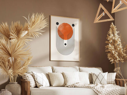 Orange Disc and Lines Poster