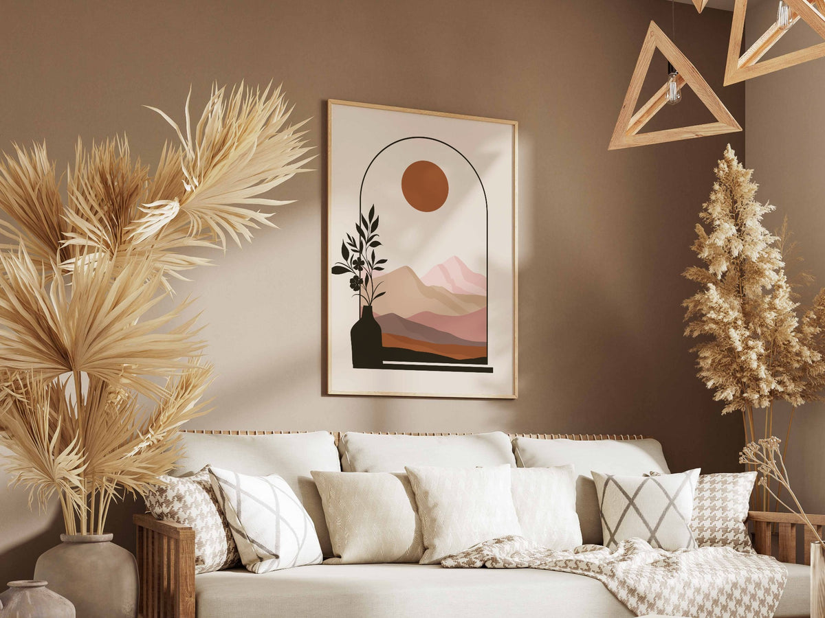 Neutral Arch Botanical Mountains Poster