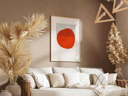 Red Circle Striped Lines Abstract Poster