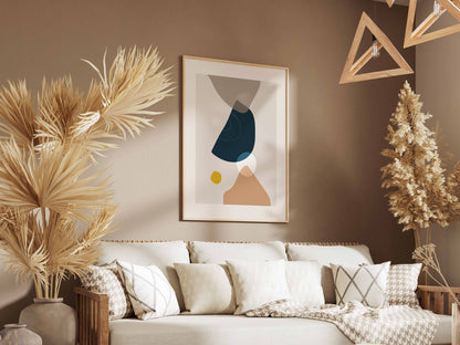 Navy Beige Tapered Shape Abstract Poster