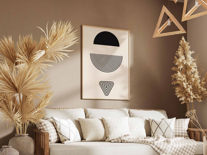 Black Split Sun Geometric Poster