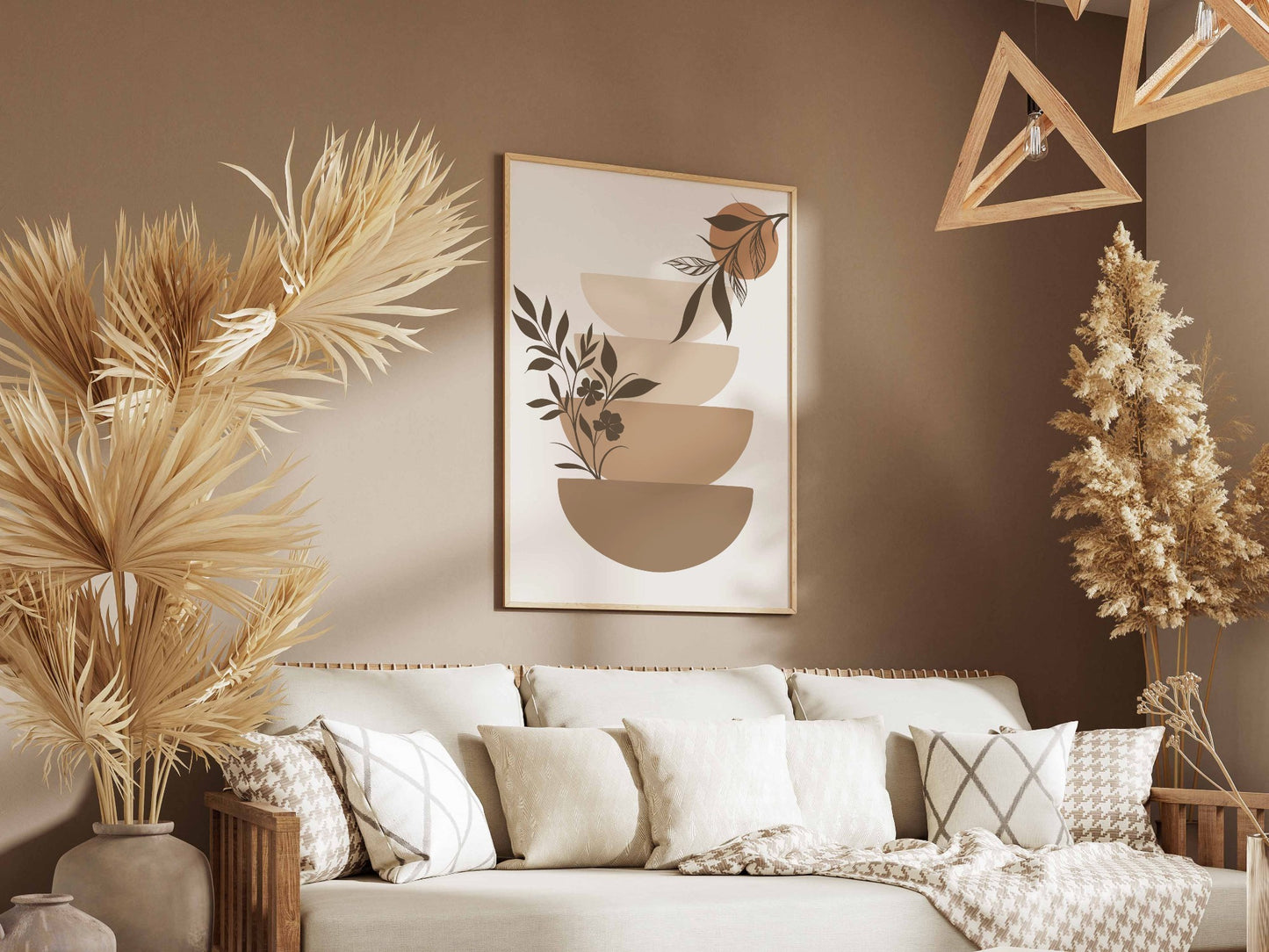 Olive Beige Botanical Bowl Abstract Poster