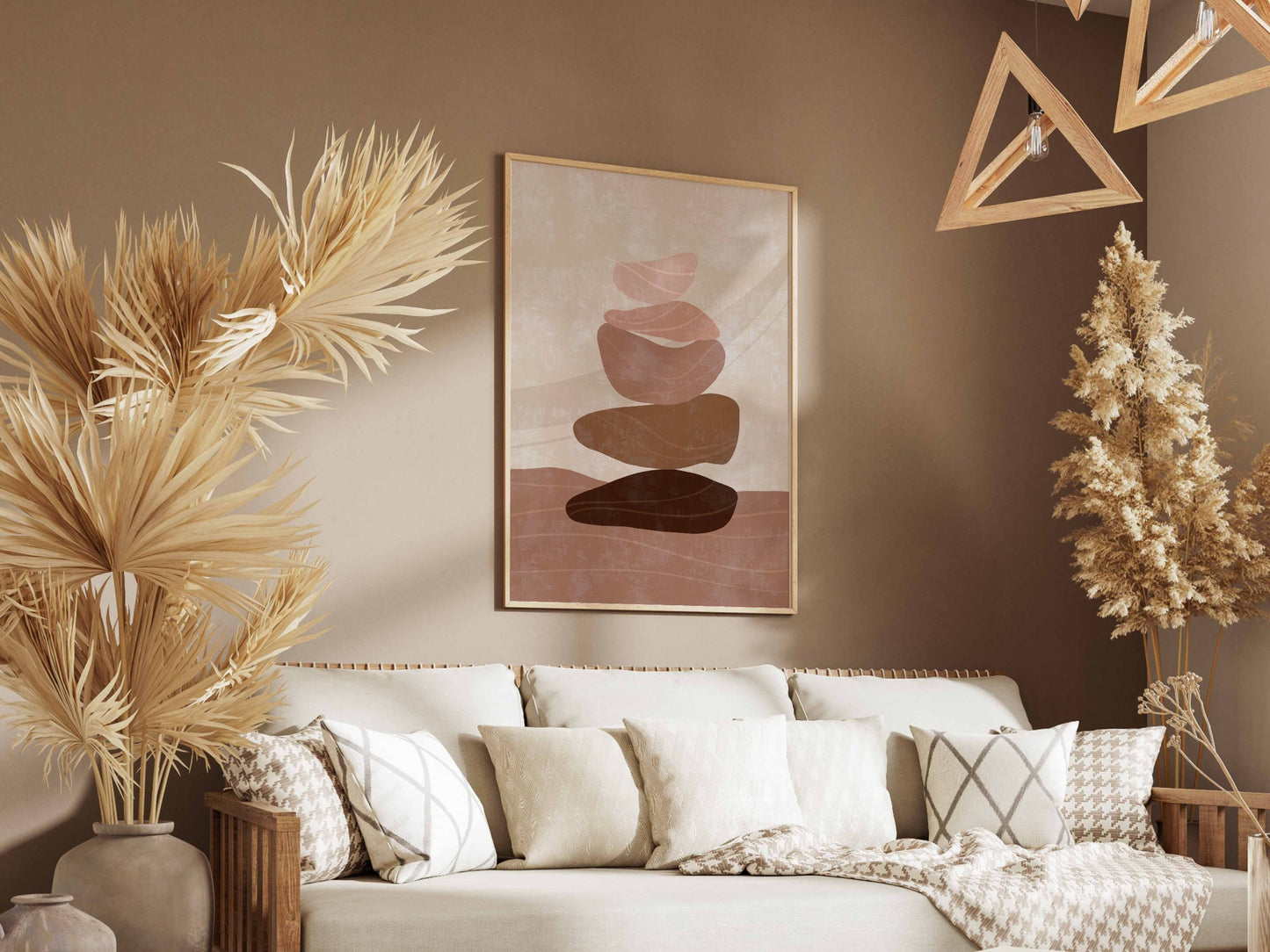 Brown Neutral Stacked Forms Abstract Poster
