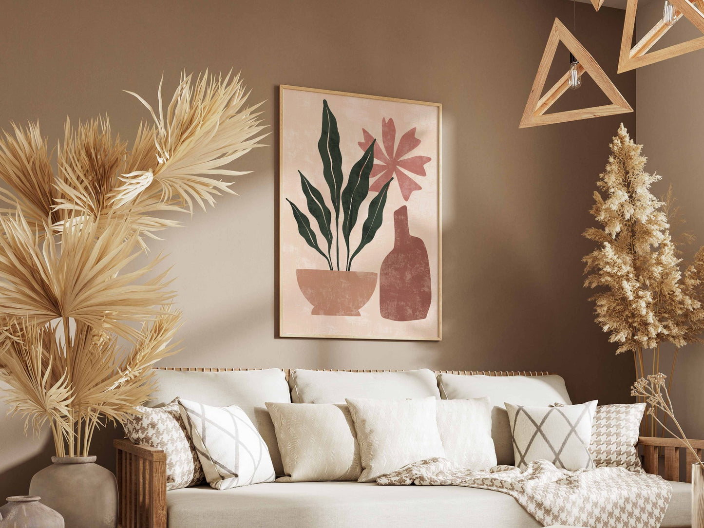 Green Coral Potted Leaves Abstract Poster