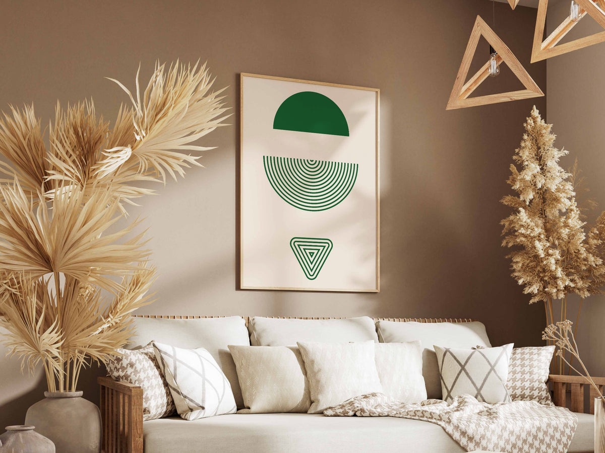 Green Split Sun Geometric Poster
