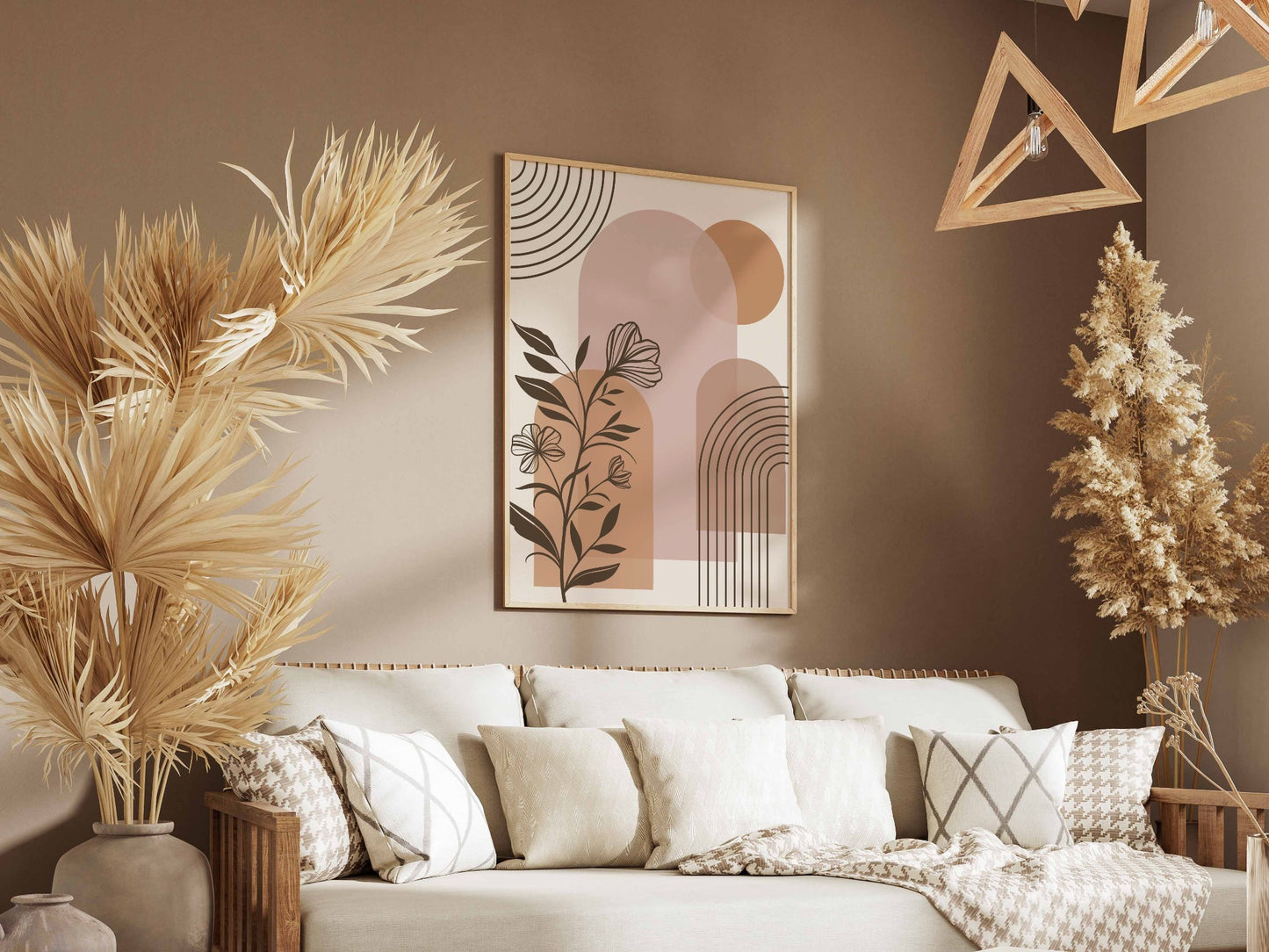 Beige Brown Botanical Architecture Abstract Poster
