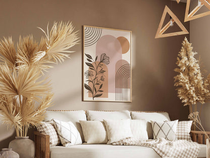 Beige Brown Botanical Architecture Abstract Poster
