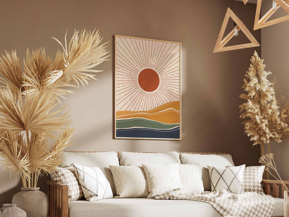 Terracotta Sunburst Hills Poster